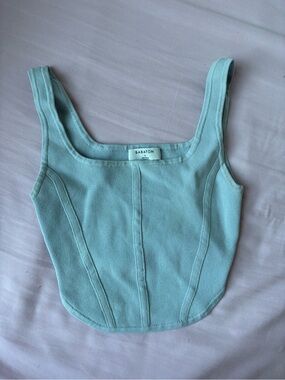 Babaton Mint Blue Square-Neck Crop Tank